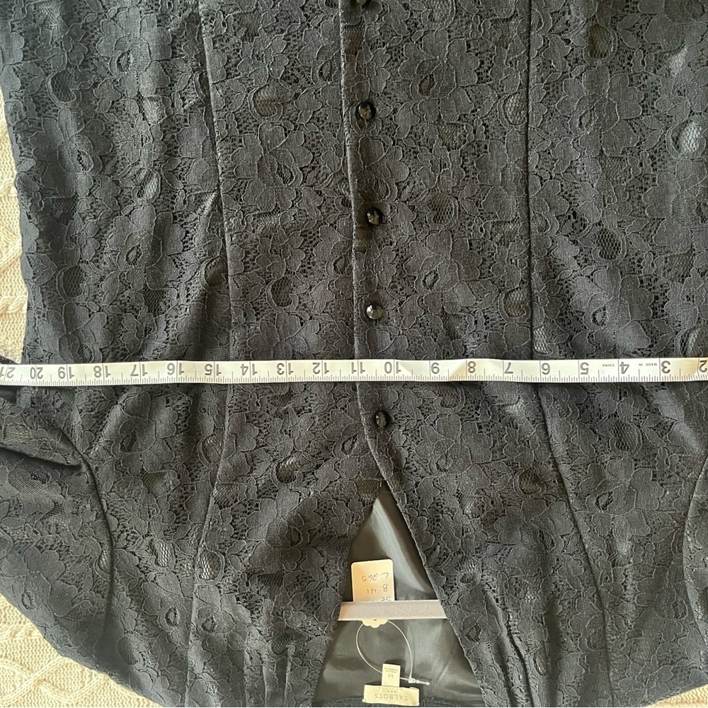 Talbots Black Lace Overlay Black Blazer Suit Jacket Women’s Size 14 - Picture 13 of 16